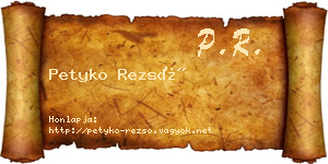 Petyko Rezső névjegykártya